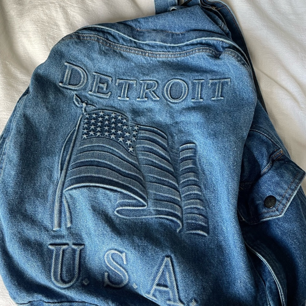 Vintage Detroit Michigan Denim Backpack